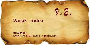 Vanek Endre névjegykártya